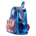 Funko Loungefly Super Heroes: Marvel - The Infinity Saga Captain America - Captain America Cosplay Mini Backpack (Metallic) - Image 2
