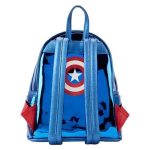 Funko Loungefly Super Heroes: Marvel - The Infinity Saga Captain America - Captain America Cosplay Mini Backpack (Metallic) - Image 3