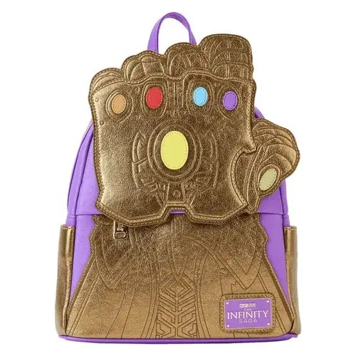FU-LF-MVBK0299.jpg Funko Loungefly Super Heroes: Marvel - The Infinity Saga - Thanos Gauntlet Mini Backpack (Metallic) - Image 1