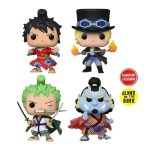 Funko Pop! Anime: One Piece - Luffytaro, Sabo, Roronoa Zoro & Jinbe 4-Pack (Glow In The Dark) (Game Stop Exclusive)