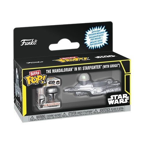 FU92966 Funko Bitty Pop! Rides: Star Wars - The Mandalorian In N1 Starfighter with Grogu - Image 1